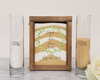 Rustic Unity Sand Ceremony Set Shadow Box, Unity Candle Alternative for Barn Wedding, Rustic Wedding, Country Wedding, or Woodlands Wedding