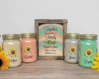 Blended Family Sand Ceremony Set, Sunflower Theme Rustic Wedding Shadow Box Sand Ceremony Set, Unity Candle Alternative, Barn Wedding Decor