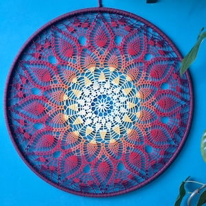 Mandala, crocheted, XXL, 68 cm, Crochet, wall hanging, textile art