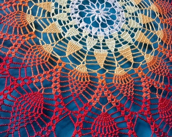 Mandala, gehäkelt, XXL, 68cm, Crochet, Wandbehang, Textilart