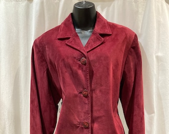 Vintage 1990's Danier Burgundy Suede Coat Made in Canada