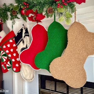 Dog Bone Christmas Stocking Crochet Pattern