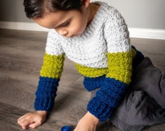 Kids Color Block Crochet Sweater Pattern (Video Tutorial)