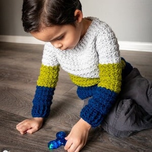 Kids Color Block Sweater *** CROCHET PATTERN *** Printable PDF / Kids Crochet Sweater Pattern / Crochet Patterns for Kids
