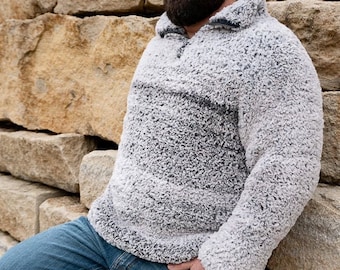 patterned sherpa pullover