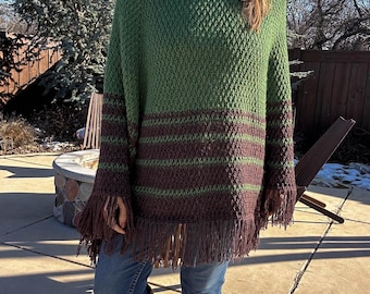 Everest Poncho Crochet Pattern: Alpine Stitch PDF