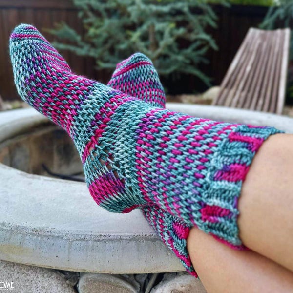Tunisian Crochet Socks PATTERN: 5 Sizes, PDF Download