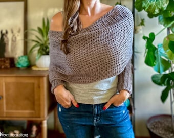 Sophia Scarf with Sleeves: Tunisian Crochet Pattern