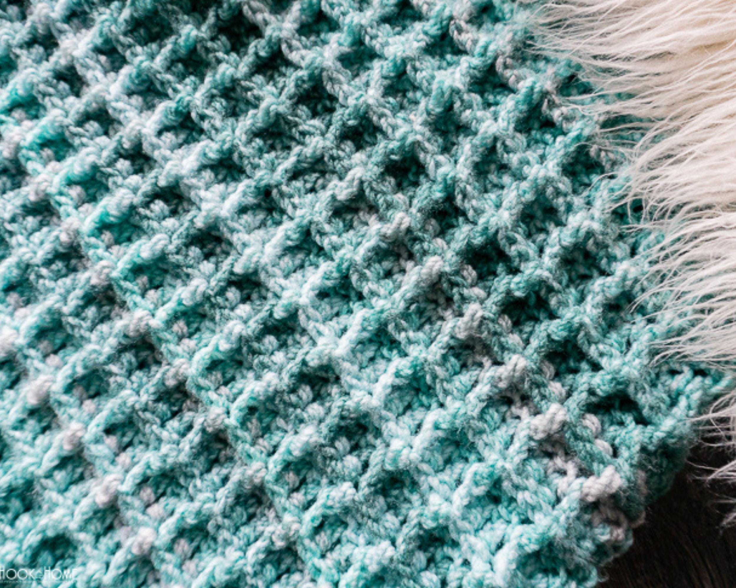 Waffle Stitch Crochet Blanket Pattern: Throw Size