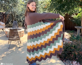 Bonfire Blanket Cardigan Crochet Pattern | Printable PDF Chevron Cardi Pattern