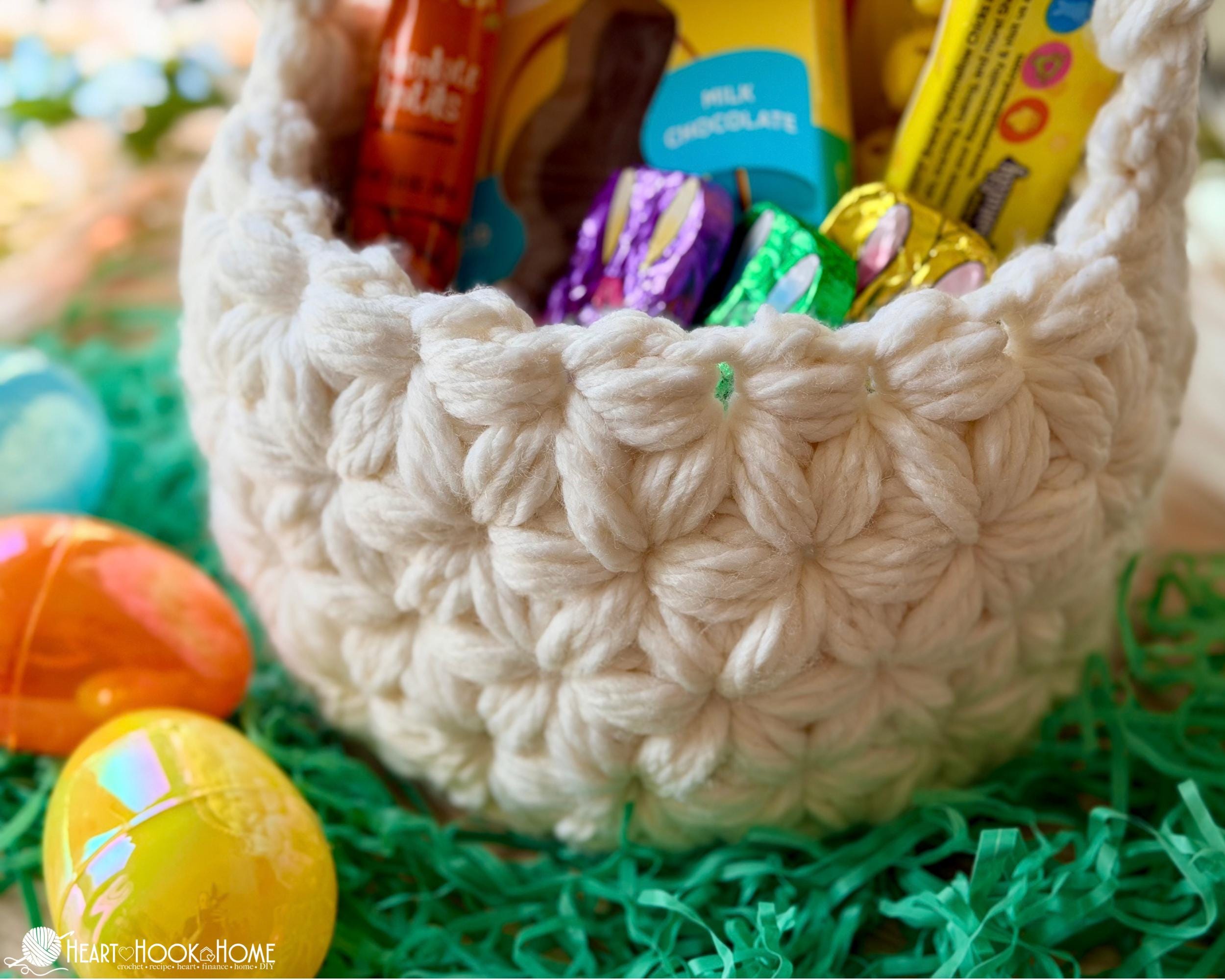 Crochet Easter Basket Pattern PDF – Textured Spring Basket With Handle ...