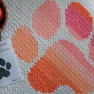 Paw Print Crochet Kennel Blanket Pattern (PDF Pattern)