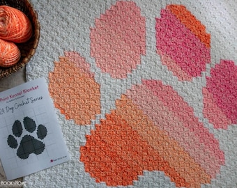 Paw Print Kennel Blanket *** CROCHET PATTERN ***