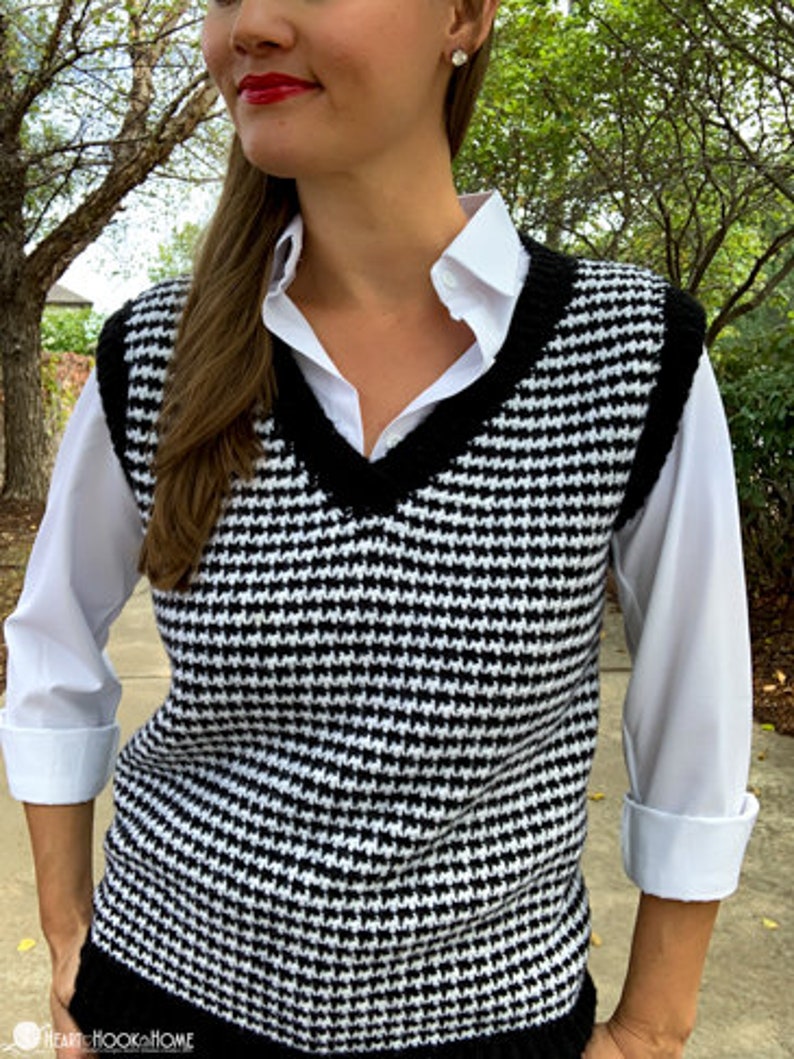 Houndstooth Vest CROCHET PATTERN Etsy