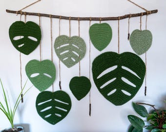 Patrón de crochet de hoja de monstera: colgante de pared (patrón en PDF)