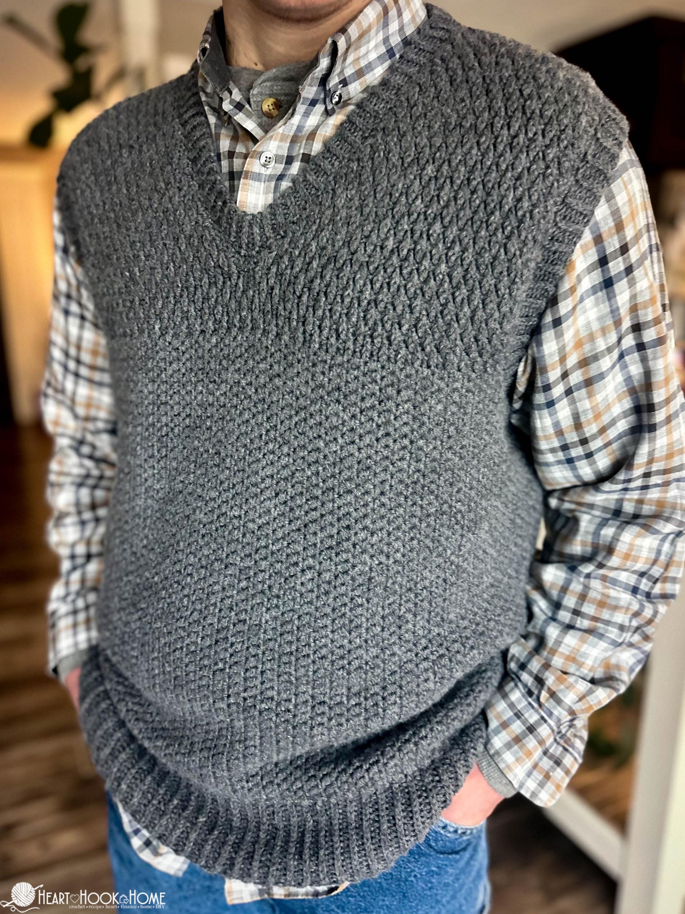 Ararat Crochet Sweater Vest Pattern: Alpine Stitch, Sizes S-5XL