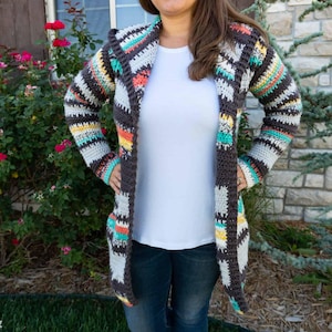 Painted Canyon Cardigan ***CROCHET PATTERN*** / Printable PDF / Cardigan Crochet Pattern / Hooded Cardigan Crochet / Size Inclusive Crochet