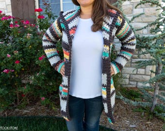 Painted Canyon Crochet Cardigan Pattern (Adult Sizes)