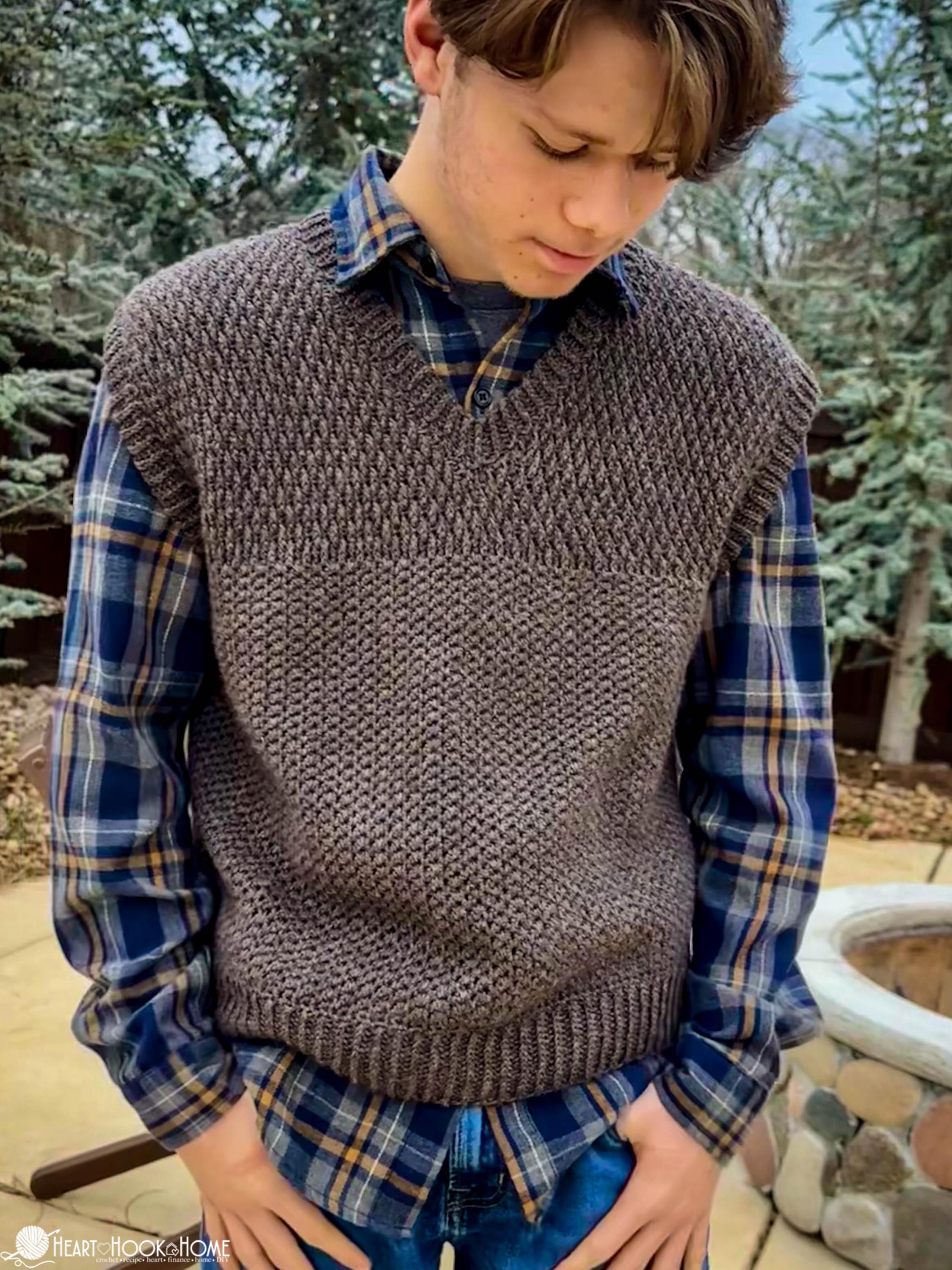 Ararat Crochet Sweater Vest Pattern: Alpine Stitch, Sizes S-5XL