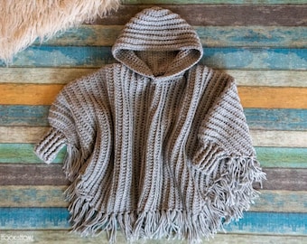 Lori Poncho Crochet Pattern: Hooded Fringe Design for Kids