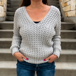 Basic V-Neck Sweater CROCHET PATTERN image 1