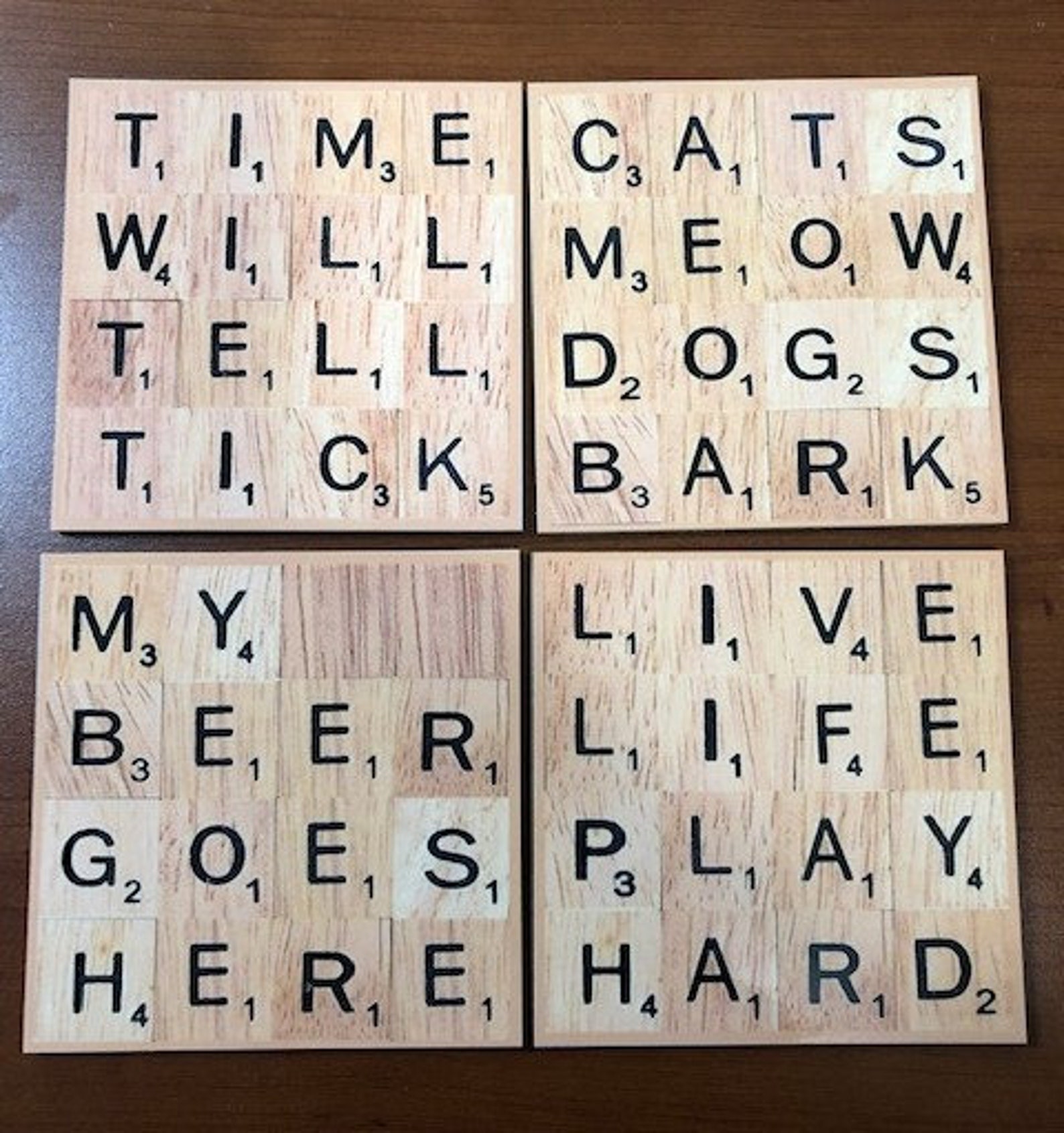 Custom Scrabble Coasters Select Your Own Words Set of 4 Etsy