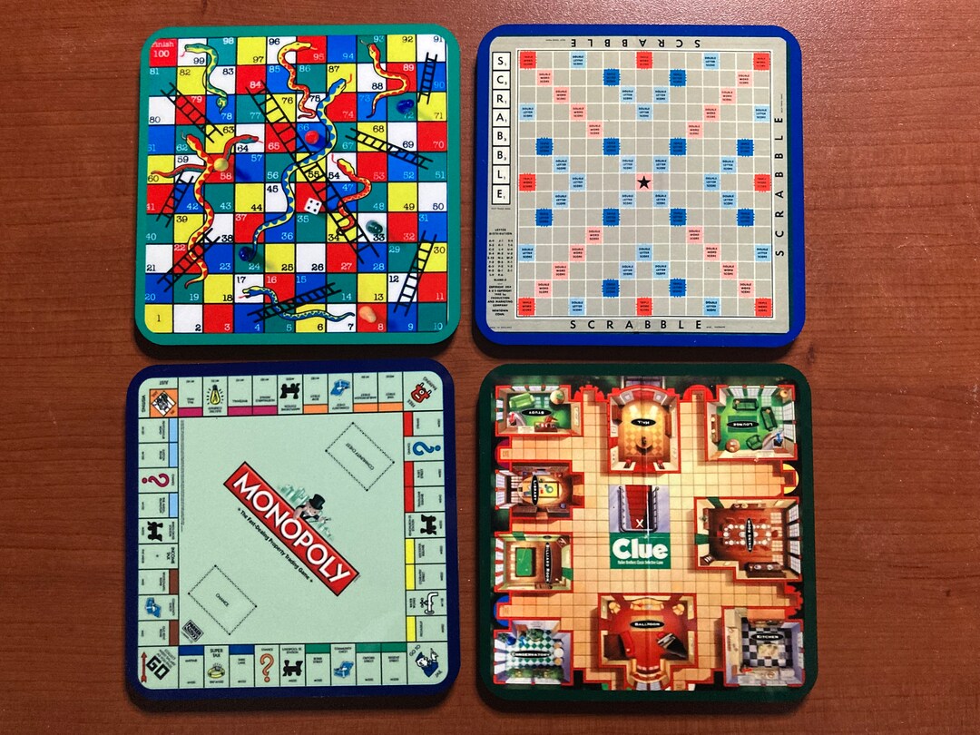 New Board Game Coasters, Set of 4, Etsy