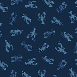 Micheal Miller | Lobsters on Navy | Cotton Fabric by the Yard | CX9109-Navy-D
