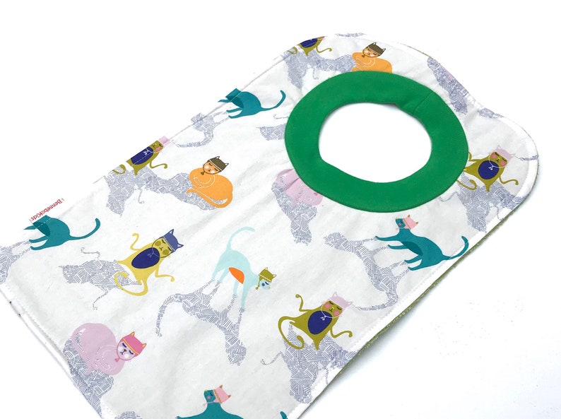 Handmade Bib Toddler Pull Over with Cats Terry Towel Bib 138 Over the Head baby Bib Baby Cat Bib Pullover Baby Bib No Snap Bib