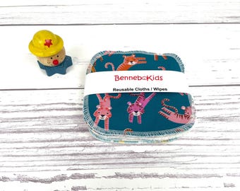 Tiger Reusable Baby Wipes: Cotton Toddler Washcloths, Zero Waste