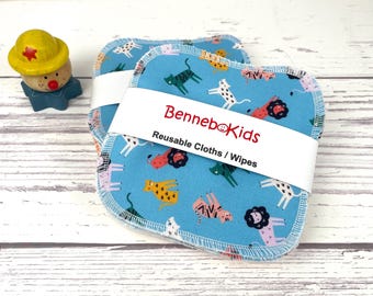 Animal Print Reusable Baby Wipes – Cotton Terry Cloth, Zero Waste