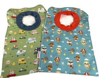 Dog Pullover Bibs - Large Over The Head Bibs - Toddler Bibs - No Snap Bibs - Ice Cream Bib Girls - Summer Pullover Bib - Girls Cotton Bib