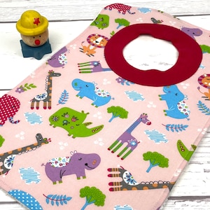 Girls Baby Bib - Pullover Bib with Animals - Zoo Baby Bib - Elephant Bib - Unisex Bib - Large Toddler Bib - Jersey Bib - Boys Baby Bib - 158