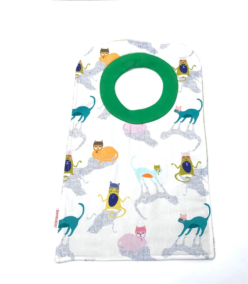 Handmade Bib Toddler Pull Over with Cats Terry Towel Bib 138 Over the Head baby Bib Baby Cat Bib Pullover Baby Bib No Snap Bib