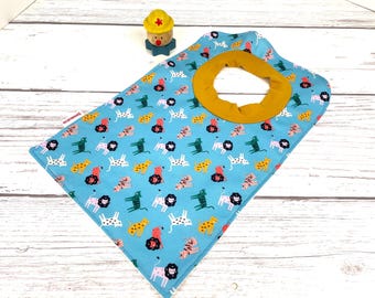 Large Pullover Baby Bib: Handmade Cotton Terry Cloth, Tiger Print