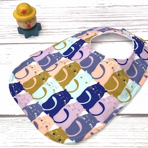 Baby Bib with Cats - Newborn Baby Gift - Girls Baby Bib - Baby Bibs - Handmade Baby Bib - Snap Closure Bib - Baby Bib for Newborn - Bibs