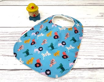 Animal Print Baby Bib – Cotton Terry Cloth Bib with Snaps