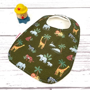 Baby Bib - Elephant Bib - Giraffe Baby Bib - Gender Neutral Baby Bib - Newborn Baby Bib - Bib for Boys - Bib with Snaps - Gift For Newborn