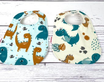 Dinosaur Baby Bib - Cotton Terry Cloth Snap Bib
