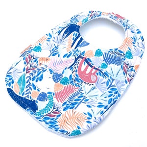 Pink Sloth Baby Bib - Girls Baby Bib - Sloth and Tiger Bib - Jungle Bib - Handmade Baby Bibs - Newborn Bib - Feeding Bib - Toddler Bib - Bib
