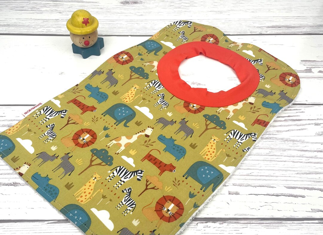 Safari Toddler Bib Over the Head Bib Large Towel Bib Etsy