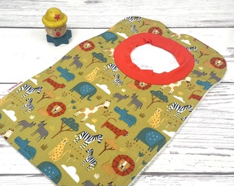 Safari Toddler Bib - Over The Head Bib - Large Towel Bib - Elephant Baby Bib - Giraffe Bib - Girls Baby Bib - Boys Toddler Bib - Tiger - 164