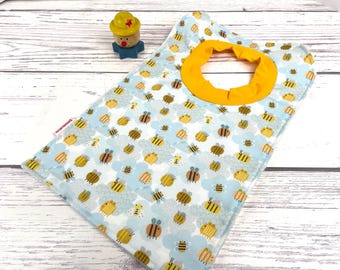 Large Bee Print Pullover Bib: Cotton Terry Cloth Toddler Bib