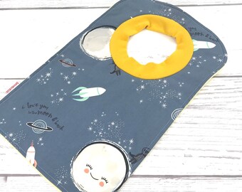 Rocket Pullover Bib - Space Baby - Blue Bib for Boys - Space Baby Gift - Unisex Bib - Pullover Bibs For Babies - Large Baby Bibs Girl - 231