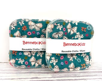 Flower Print Reusable Baby Wipes – Cotton Terry Cloth, Zero Waste