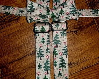 Boys Christmas tree print bowtie and Suspender set /red, green,cream suspenders toddler/boy/boys, child, children's, necktie, outfit