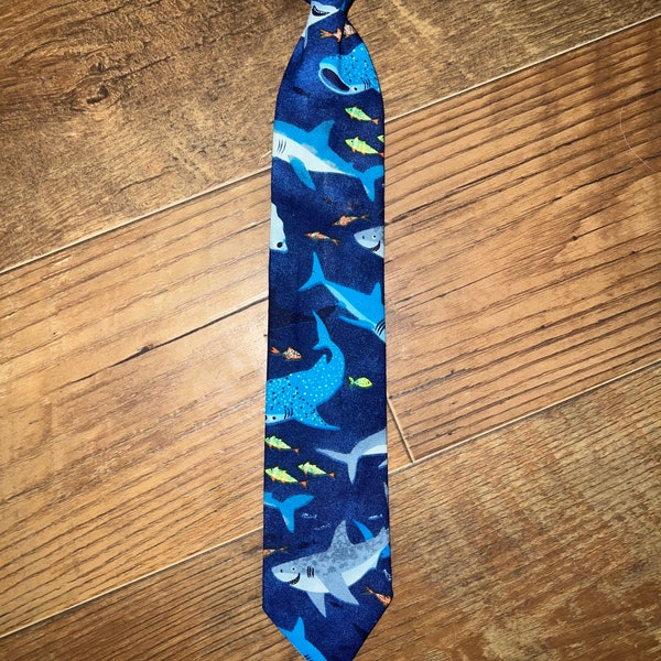 Shark print necktie, shark print tie, children’s tie, toddler tie, kids tie, shark birthday party, shark theme, can add suspenders