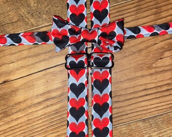 Valentine's Day bow tie and suspender set/Hearts/ boy/ toddler/ child/valentine outfit/heart bow tie/ necktie/ heart suspenders/ love/