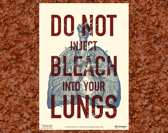 Do Not Inject Bleach Into Your Lungs. poster wall art pop art andy warhol contemporary print signed by artist