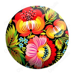 OlympiArt Studio Cabochon, Round, Folklore Flower Bouquet